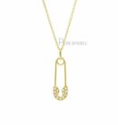 14K Gold 0.13 Ct. Lab-Created Diamond 25 mm Safety Pin Pendant Necklace