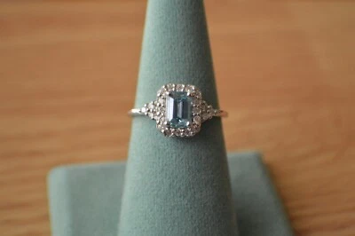 1.75ct Premium Cambodian Blue Zircon / Moissanite Ring Platinum over Silver Sz 9 - Image 1 of 4