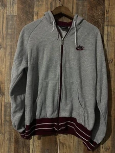 Rare VTG NIKE Spell Out Swoosh Full Zip Hoodie Sweatshirt Jacket Jacket 80s SZ L - Picture 1 of 5