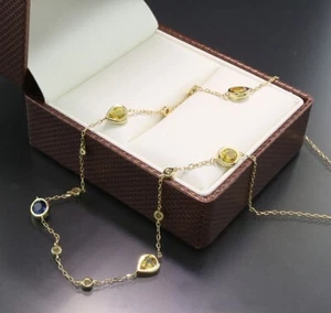Saphir Brillant Collier Kette total 2,44 carat 750 Gelbgold Wert 4.530 € NEU - Bild 1 von 3