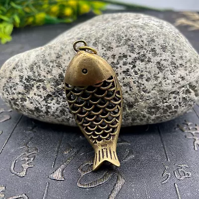 Chinese Copper Brass Hollow Fish Small Fengshui Statue Ornament • 8.08$