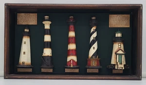 Rare Light House Shadow Box Nautical Wooden Beach Wall Art 5 Lighthouses Display - Picture 1 of 15