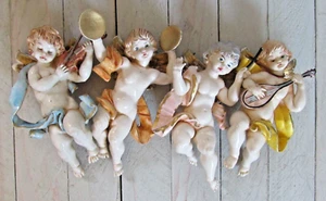 Vintage Weihnachtsschmuck Engel Harz Italien Musiker Lot 4 Fontanini Stil - Bild 1 von 10
