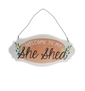 Welcome To My She Shed Peach Metal Sign 10 x 5 - Picture 1 of 1