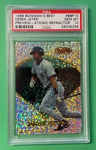 1996 BOWMAN'S BEST DEREK JETER PREVIEW ATOMIC REFRACTOR #BBP15 PSA 10 GEM MINT