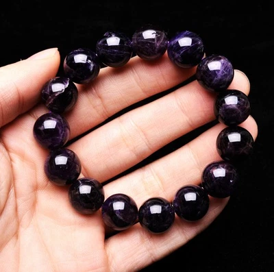 Brazalete Brazalete Cristal Amatista Morado Sueño Natural 14mm Hecho a Mano Foto 1 de 4