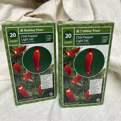 Set Of 2 Holiday Time Red Chili Pepper 20 Light Sets Indoor Christmas Tiki - Image 1 of 4
