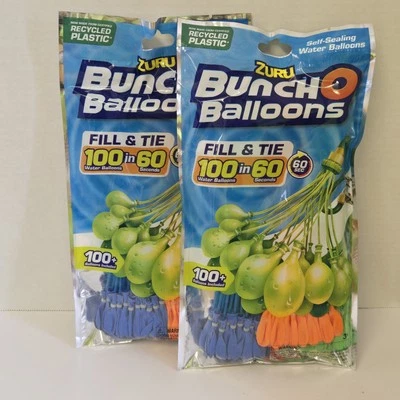 ZURU Bunch O Globos Rellenar y Atar 100 Globos de Agua Naranja Azul Verde Paquete de 2 Foto 1 de 4