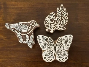 Set of 3 Shapes various Design Printing Block Wooden Stamp New WBS 39 - Picture 1 of 5