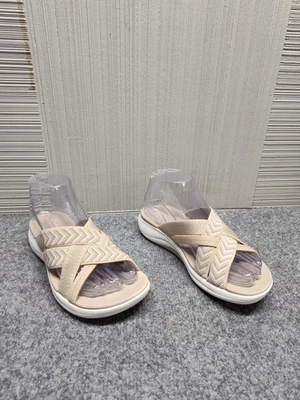 Sandalias Clarks Cloudsteppers para mujer talla 7 beige cojín suave zapatos deslizables Foto 1 de 4