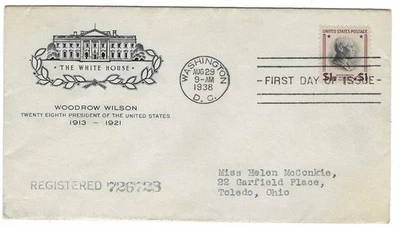 US Cachet 1938 First Day Cover Scott  # 832 One Dollar - Image 1 of 2