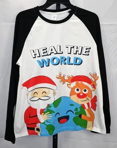 T-shirt manica lunga Santa & Rodolph "Heal The World" nuova con etichetta donna taglia L - Foto 1 di 3