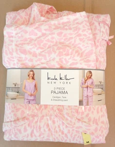 Nicole Miller Damen Pyjama Set 3/4 Arm Knopf Rosa Animal Print M Neu mit Etikett - Bild 1 von 10