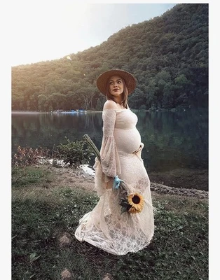 Saslax Off Shoulder Lace Maternity Dress Size Medium For Baby Shower Or Photos - Image 1 of 3