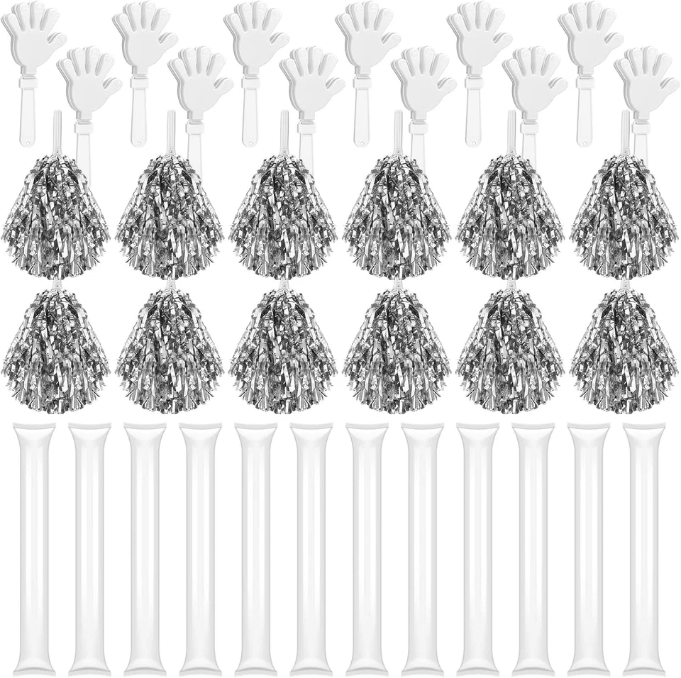 Sosation 36 Pcs Team Spirit Accessories, Cheerleading Pom Poms Hand White  - Image 1 of 4