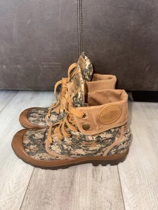Palladium Canvas Green Brown Digital Camo Chukka Boots Womens Size 9 Good Shape! - Photo 1/10
