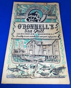 Vintage 1954 O'DONNELL'S SEA GRILL Dinner Menu Washington DC Sea Food With Extra - Picture 1 of 15
