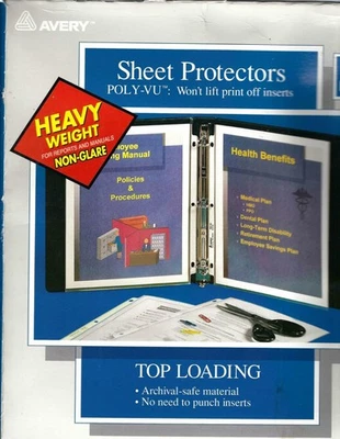 Avery Top-Load Poly Sheet Protectors Heavyweight Letter Nonglare 8/Box 74135 - Image 1 of 3
