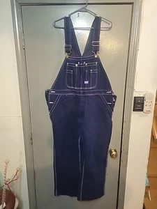 Big Smith Bib Overall Adult 40X29 Farmer Work Faded Blue Denim Carpenter Trucker - Picture 1 of 4