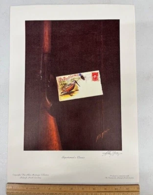 Allen Montague vtg signed poster print DuPont Smokeless Shotgun Military Powder - Image 1 of 3