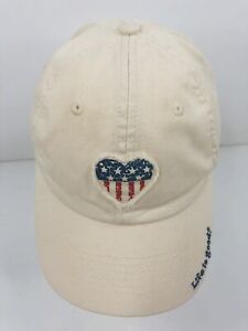 Life Is Good Heart America Beige Adjustable Strap Hat Cap