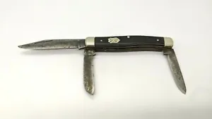 Vintage Buck Creek Solingen Stockman Folding Pocket Knife 3 Pin Micarta Black  - Picture 1 of 3