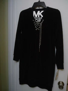 NEW Michael Kors Velvet Dress Chain Up Black US Women SIze S petite PS - Picture 1 of 2