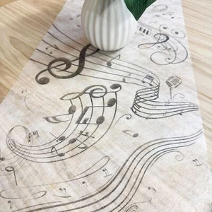 Music Note Black White Table Runner | Disco Party Tableware 5m - Picture 1 of 5