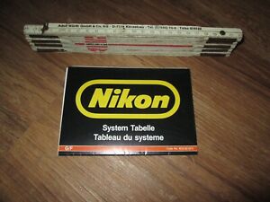 Nikon Systemtabelle DE / F F3 F3/T F3AF FA FE2 FM2 F-501 F-301 FG FG-20