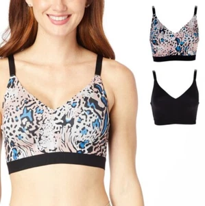 Rhonda Shear 2-pack Adjustable Convertible Strap Plunge Bra Cheetah/Black 2X - Picture 1 of 3