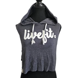 Live Fit LVFT Women's Grey Sleeveless Hooded Crop Top, Size Small - Picture 1 of 12