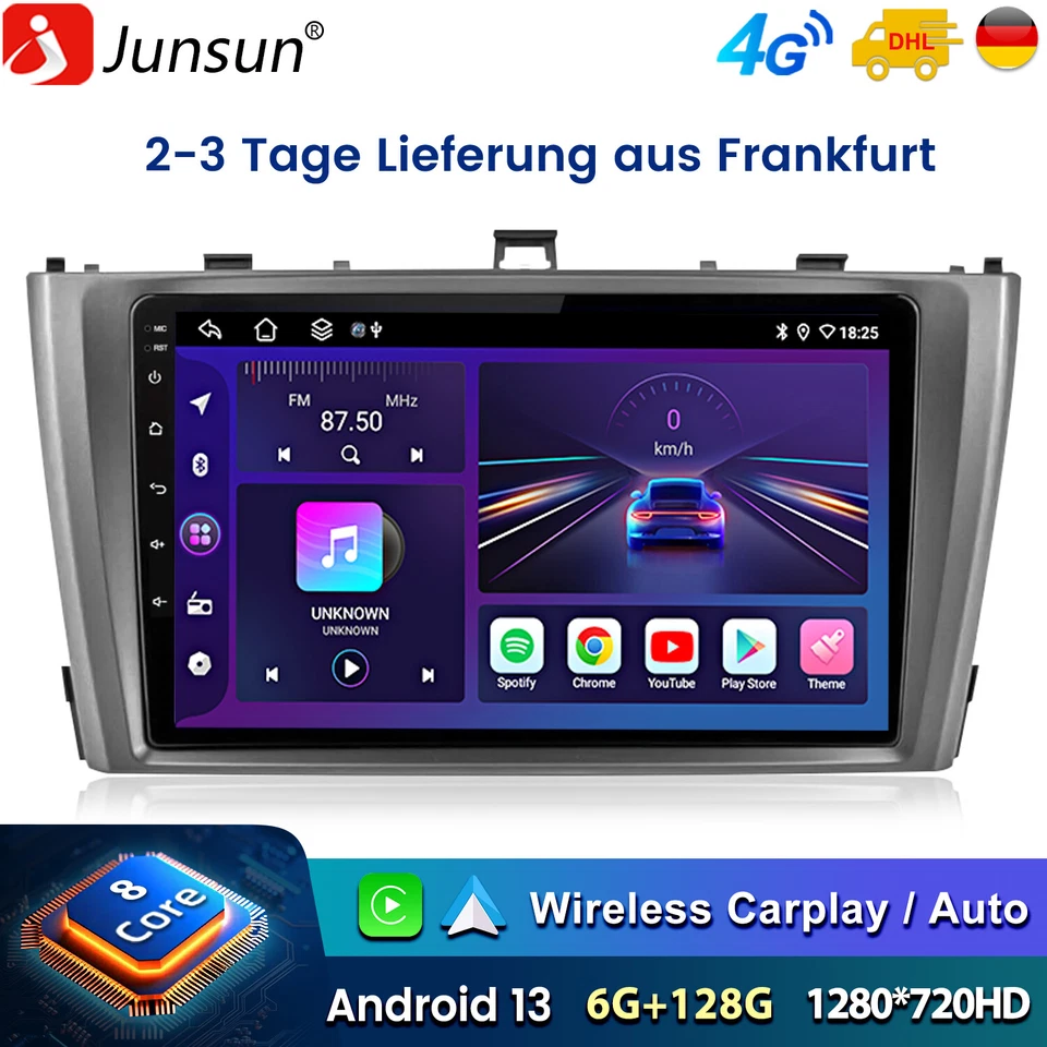 6+128G Android13 Autoradio GPS NAVI Für Toyota Avensis 2008-2015 BT SWC WIFI DAB - Bild 1 von 4