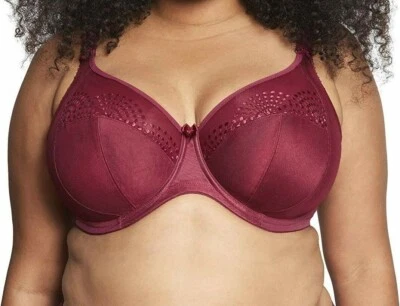 Goddess Sarah Bra Garnet Red Mesh Size 36FF Banded Side Support Full Cup 6020 - Image 1 of 4