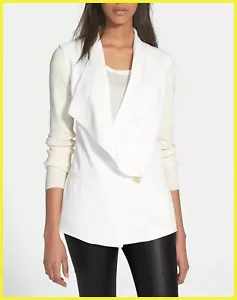 NWT $445 VINCE WHITE RIBBED RIB KNIT SLEEVE DRAPED DRAPE FRONT BLAZER JACKET 6 S - Picture 1 of 12