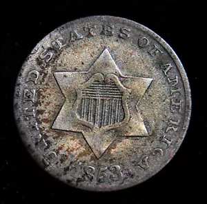 1853 Silver 3 Cents. All Original! High Grade - Picture 1 of 2