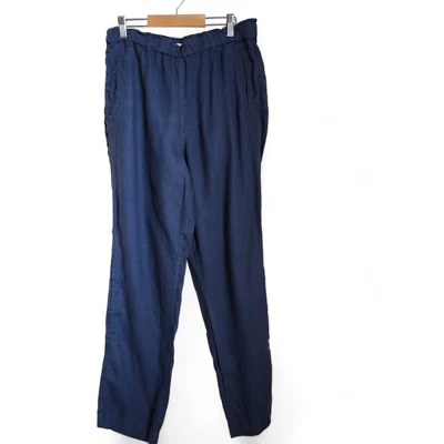 C&C California Pants Womens M Navy Blue Linen Pull On Travel Leisure Comfort - Image 1 of 4