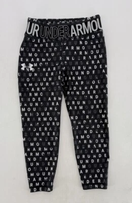 Under Armour YSM Girl’s Black/White/Gray Big Logo Leggings Pull On, See Photos - Image 1 of 4