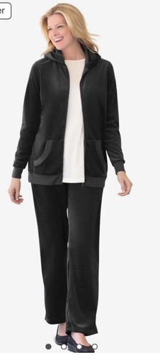 VETEMENTS Felpa donna all'interno 1X 18 20 nera velluto zip cappuccio giacca e pantaloni abbinati 4 tasche