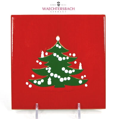 Waechtersbach CHRISTMAS TREE 6" Square Trivet Plate Red Green White Germany - Image 1 of 4