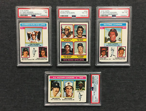 1976 Topps Baseball Card Lot (4 PSA Graded Cards)  - Rookies - HOF - Leaders