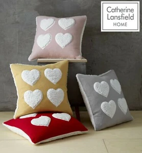 Cushion Catherine Lansfield Cosy Heart Square Filled Blush, Red, Silver Or Ochre - Picture 1 of 15