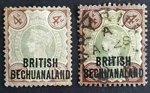British Bechuanaland QV SG64 1897 4d Mint & 4d Used Overprints - Picture 1 of 4