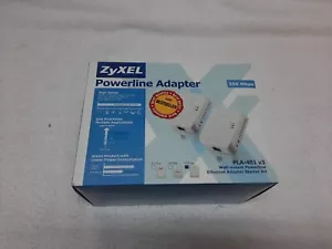 NEW ZyXEL - Powerline Adapter (200 Mbps/PLA-401) Pass-Thru Ethernet Adapter Kit - Picture 1 of 6