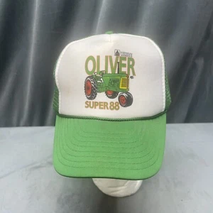 White Oliver Tractor Super 88 Picture Snapback Hat Green / White Panel Farm Dirt - Picture 1 of 21