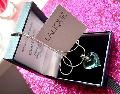 LALIQUE HEART PENDANT  STERLING SILVER CHAIN & CORD OUTSTANDING - Image 1 of 4