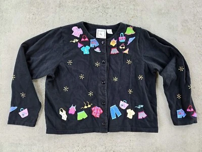 Cárdigan de algodón negro Michael Simon Lite traje de baño y girasoles talla XL Foto 1 de 4