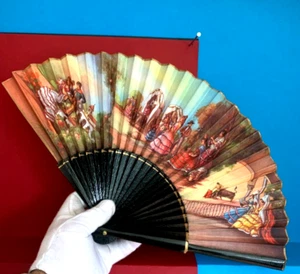 SPANISH FAN WITH FLAMENCO DECORATION VINTAGE ABANICO - Bild 1 von 14