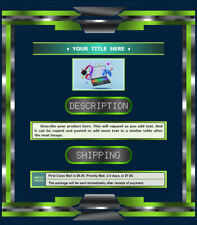 AUCTION TEMPLATE Gaming Console Border Design Chartreuse - FREE SHIPPING