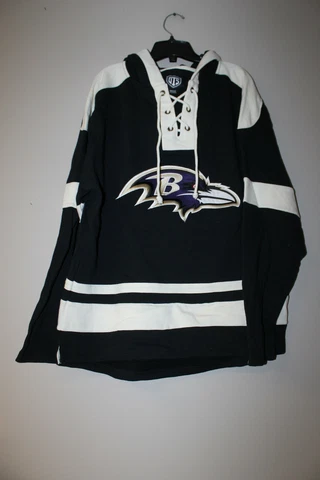 New NFL Baltimore Ravens old time jersey style mid weight cotton hoodie men's M Cover