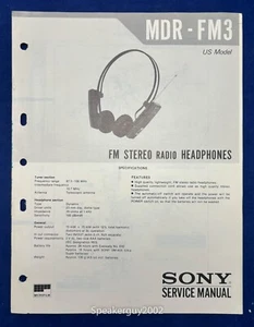 Original Sony MDR-FM3 FM Stereo Headphones Service Manual - Picture 1 of 1